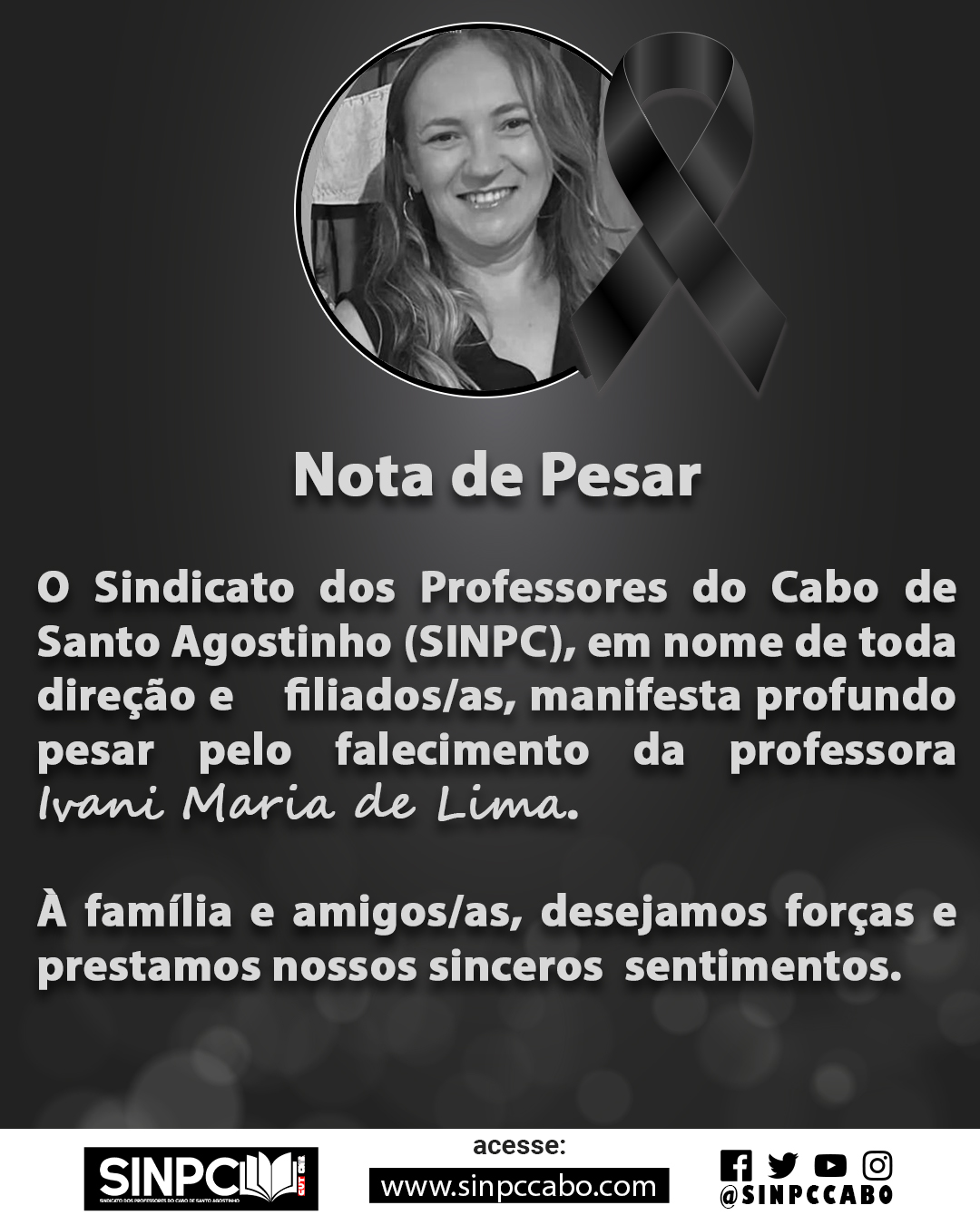 Nota de Pesar - Ivani Maria de Lima